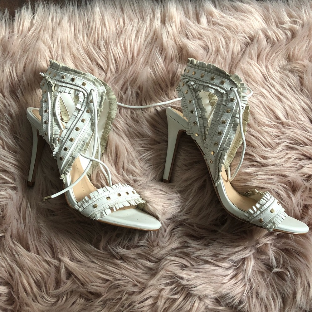White heeled sandals